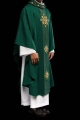 Ornat zielony z zielonym aksamitnym pasem i haftem krzyża - LE/7030/01 - HAF LE/7030/01 - Dewocjonalia P.H. Jakóbczak - Katolicki sklep liturgiczny i hurtownia