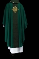 Ornat zielony haftowany na aksamicie z symbolem zielonego krzyża - LE/7029/01 - HAF LE/7029/01 - Dewocjonalia P.H. Jakóbczak - Katolicki sklep liturgiczny i hurtownia