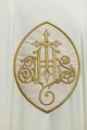 Ornat ecru z haftem IHS z dzianiny SACROLITE - KOR/388/05/78 - HAF KOR/388/05/78 - Dewocjonalia P.H. Jakóbczak - Katolicki sklep liturgiczny i hurtownia