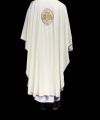 Ornat ecru z haftem IHS z dzianiny SACROLITE - KOR/388/05/78 - HAF KOR/388/05/78 - Dewocjonalia P.H. Jakóbczak - Katolicki sklep liturgiczny i hurtownia