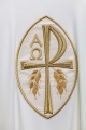 Ornat ecru z haftowanym krzyżem z dzianiny SACROLITE - KOR/387/05/78 - HAF KOR/387/05/78 - Dewocjonalia P.H. Jakóbczak - Katolicki sklep liturgiczny i hurtownia
