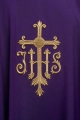 Fioletowy ornat z haftowanym krzyżem i JHS - KOR/255/03/12 - HAF KOR/255/03/12 - Dewocjonalia P.H. Jakóbczak - Katolicki sklep liturgiczny i hurtownia