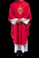 Ornat czerwony z wypukłym haftem JHS - KOR/255/02/12 - HAF KOR/255/02/12 - Dewocjonalia P.H. Jakóbczak - Katolicki sklep liturgiczny i hurtownia