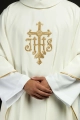 Ornat ecru z haftowanym krzyżem - KOR/255/05/12 - HAF KOR/255/05/12 - Dewocjonalia P.H. Jakóbczak - Katolicki sklep liturgiczny i hurtownia