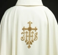 Ornat ecru z haftowanym krzyżem - KOR/255/05/12 - HAF KOR/255/05/12 - Dewocjonalia P.H. Jakóbczak - Katolicki sklep liturgiczny i hurtownia