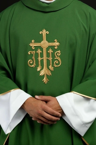 Ornat zielony z wypukłym haftem JHS - KOR/255/01/12 - HAF KOR/255/01/12 - Dewocjonalia P.H. Jakóbczak - Katolicki sklep liturgiczny i hurtownia