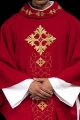 Czerwony ornat liturgiczny bogato haftowany sznurem i kamieniami - LE/7018/02 - HAF LE/7018/02 - Dewocjonalia P.H. Jakóbczak - Katolicki sklep liturgiczny i hurtownia