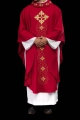 Czerwony ornat liturgiczny bogato haftowany sznurem i kamieniami - LE/7018/02 - HAF LE/7018/02 - Dewocjonalia P.H. Jakóbczak - Katolicki sklep liturgiczny i hurtownia