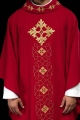 Czerwony ornat liturgiczny bogato haftowany sznurem i kamieniami - LE/7018/02 - HAF LE/7018/02 - Dewocjonalia P.H. Jakóbczak - Katolicki sklep liturgiczny i hurtownia