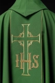 Zielony ornat ze zdobionym złotym pasem z IHS i kłosami - KOR/214/01/01 - HAF KOR/214/01/01 - Dewocjonalia P.H. Jakóbczak - Katolicki sklep liturgiczny i hurtownia