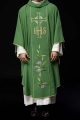 Zielony ornat ze zdobionym złotym pasem z IHS i kłosami - KOR/214/01/01 - HAF KOR/214/01/01 - Dewocjonalia P.H. Jakóbczak - Katolicki sklep liturgiczny i hurtownia