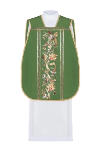 Ornat rzymski zielony z haftem kielicha eucharystycznego - KOR/198/01/01