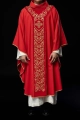 Czerwony ornat liturgiczny zdobiony haftem na aksamicie - KOR/169/02 - HAF KOR/169/02 - Dewocjonalia P.H. Jakóbczak - Katolicki sklep liturgiczny i hurtownia