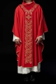 Czerwony ornat liturgiczny zdobiony haftem na aksamicie - KOR/169/02 - HAF KOR/169/02 - Dewocjonalia P.H. Jakóbczak - Katolicki sklep liturgiczny i hurtownia