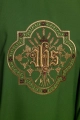 Zielony ornat z haftem IHS i PAX - KOR/119/01/01 - HAF KOR/119/01/01 - Dewocjonalia P.H. Jakóbczak - Katolicki sklep liturgiczny i hurtownia