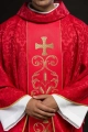 Czerwony ornat liturgiczny ozdobiony haftowanym pasem - KOR/148/02/81 - HAF KOR/148/02/81 - Dewocjonalia P.H. Jakóbczak - Katolicki sklep liturgiczny i hurtownia