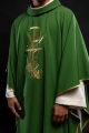 Zielony ornat z haftem złotego krzyża - KOR/026/01/12 - HAF KOR/026/01/12 - Dewocjonalia P.H. Jakóbczak - Katolicki sklep liturgiczny i hurtownia