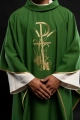 Zielony ornat z haftem złotego krzyża - KOR/026/01/12 - HAF KOR/026/01/12 - Dewocjonalia P.H. Jakóbczak - Katolicki sklep liturgiczny i hurtownia