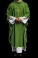 Zielony ornat liturgiczny haftowany motywem IHS - KOR/003/01/12 - HAF KOR/003/01/12 - Dewocjonalia P.H. Jakóbczak - Katolicki sklep liturgiczny i hurtownia