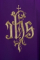 Fioletowy ornat ze złotym haftem IHS - KOR/032/03/12 - HAF KOR/032/03/12 - Dewocjonalia P.H. Jakóbczak - Katolicki sklep liturgiczny i hurtownia