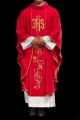 Czerwony ornat liturgiczny haftowany IHS - KOR/031/02/01 - HAF KOR/031/02/01 - Dewocjonalia P.H. Jakóbczak - Katolicki sklep liturgiczny i hurtownia