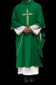 Zielony ornat z haftowanym krzyżem IHS - KOR/017/01/12 - HAF KOR/017/01/12 - Dewocjonalia P.H. Jakóbczak - Katolicki sklep liturgiczny i hurtownia