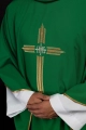Zielony ornat z haftowanym krzyżem IHS - KOR/017/01/12 - HAF KOR/017/01/12 - Dewocjonalia P.H. Jakóbczak - Katolicki sklep liturgiczny i hurtownia