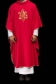 Czerwony ornat haftowany złotym motywem IHS - KOR/010/02/12 - HAF KOR/010/02/12 - Dewocjonalia P.H. Jakóbczak - Katolicki sklep liturgiczny i hurtownia