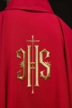 Czerwony ornat haftowany złotym motywem IHS - KOR/010/02/12 - HAF KOR/010/02/12 - Dewocjonalia P.H. Jakóbczak - Katolicki sklep liturgiczny i hurtownia