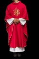 Czerwony ornat haftowany złotym motywem IHS - KOR/010/02/12 - HAF KOR/010/02/12 - Dewocjonalia P.H. Jakóbczak - Katolicki sklep liturgiczny i hurtownia