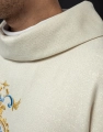 Ornat liturgiczny ecru z błyszczącej tkaniny ozdobiony koralikami - LE/7024/05 - HAF LE/7024/05 - Dewocjonalia P.H. Jakóbczak - Katolicki sklep liturgiczny i hurtownia