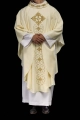 Ornat liturgiczny ecru bogato haftowany sznurkiem ozdobionym kamieniami - LE/7018/05 - HAF LE/7018/05 - Dewocjonalia P.H. Jakóbczak - Katolicki sklep liturgiczny i hurtownia