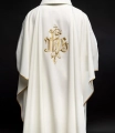 Ornat ecru z haftem IHS w złotym kolorze - KOR/032/05/12 - HAF KOR/032/05/12 - Dewocjonalia P.H. Jakóbczak - Katolicki sklep liturgiczny i hurtownia