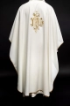 Ornat ecru z haftem IHS w złotym kolorze - KOR/032/05/12 - HAF KOR/032/05/12 - Dewocjonalia P.H. Jakóbczak - Katolicki sklep liturgiczny i hurtownia