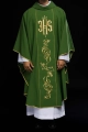 Ornat zielony z haftem IHS i szerokim pasem ozdobnym - KOR/031/01/01 - HAF KOR/031/01/01 - Dewocjonalia P.H. Jakóbczak - Katolicki sklep liturgiczny i hurtownia