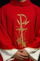 Czerwony ornat ze złotym haftem krzyża - KOR/026/02/12 - HAF KOR/026/02/12 - Dewocjonalia P.H. Jakóbczak - Katolicki sklep liturgiczny i hurtownia