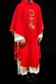 Czerwony ornat ze złotym haftem krzyża - KOR/026/02/12 - HAF KOR/026/02/12 - Dewocjonalia P.H. Jakóbczak - Katolicki sklep liturgiczny i hurtownia