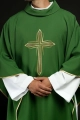 Zielony ornat z haftowanym krzyżem - KOR/037/01/12 - HAF KOR/037/01/12 - Dewocjonalia P.H. Jakóbczak - Katolicki sklep liturgiczny i hurtownia