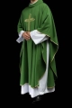 Zielony ornat z haftowanym krzyżem - KOR/037/01/12 - HAF KOR/037/01/12 - Dewocjonalia P.H. Jakóbczak - Katolicki sklep liturgiczny i hurtownia
