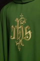 Zielony ornat ze złotym haftem IHS - KOR/032/01/12 - HAF KOR/032/01/12 - Dewocjonalia P.H. Jakóbczak - Katolicki sklep liturgiczny i hurtownia