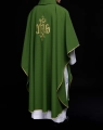 Zielony ornat ze złotym haftem IHS - KOR/032/01/12 - HAF KOR/032/01/12 - Dewocjonalia P.H. Jakóbczak - Katolicki sklep liturgiczny i hurtownia