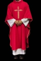 Czerwony ornat haftowany krzyżem IHS - KOR/017/02/12 - HAF KOR/017/02/12 - Dewocjonalia P.H. Jakóbczak - Katolicki sklep liturgiczny i hurtownia