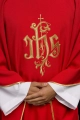 Czerwony ornat ze złotym haftem IHS - KOR/032/02/12 - HAF KOR/032/02/12 - Dewocjonalia P.H. Jakóbczak - Katolicki sklep liturgiczny i hurtownia