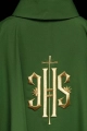 Zielony ornat haftowany ze złotym motywem IHS - KOR/010/01/12 - HAF KOR/010/01/12 - Dewocjonalia P.H. Jakóbczak - Katolicki sklep liturgiczny i hurtownia