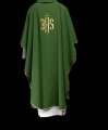 Zielony ornat haftowany ze złotym motywem IHS - KOR/010/01/12 - HAF KOR/010/01/12 - Dewocjonalia P.H. Jakóbczak - Katolicki sklep liturgiczny i hurtownia