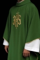Zielony ornat haftowany ze złotym motywem IHS - KOR/010/01/12 - HAF KOR/010/01/12 - Dewocjonalia P.H. Jakóbczak - Katolicki sklep liturgiczny i hurtownia