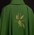 Ornat zielony z haftem krzyża i kłosów - KOR/016/01/12 - HAF KOR/016/01/12 - Dewocjonalia P.H. Jakóbczak - Katolicki sklep liturgiczny i hurtownia