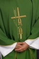 Zielony ornat z haftem Alfa i Omega - KOR/013/01/12 - HAF KOR/013/01/12 - Dewocjonalia P.H. Jakóbczak - Katolicki sklep liturgiczny i hurtownia