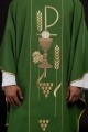 Zielony ornat haftowany wzorem kielicha z IHS - KOR/001/01/01 - HAF KOR/001/01/01 - Dewocjonalia P.H. Jakóbczak - Katolicki sklep liturgiczny i hurtownia