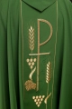 Zielony ornat haftowany wzorem kielicha z IHS - KOR/001/01/01 - HAF KOR/001/01/01 - Dewocjonalia P.H. Jakóbczak - Katolicki sklep liturgiczny i hurtownia